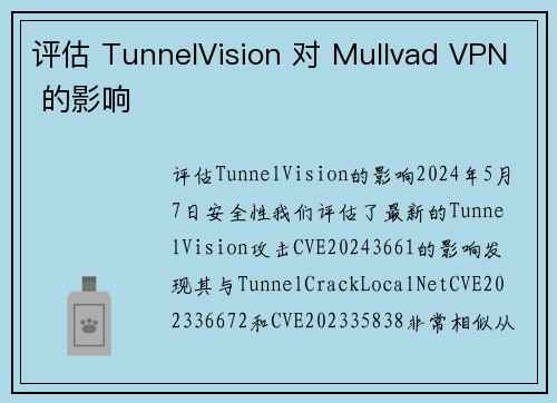 评估 TunnelVision 对 Mullvad VPN 的影响